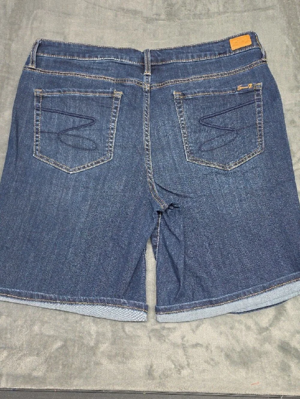 Seven7 Womens 14 Dark Wash Denim Bermuda Shorts Long Length Classic Jeans